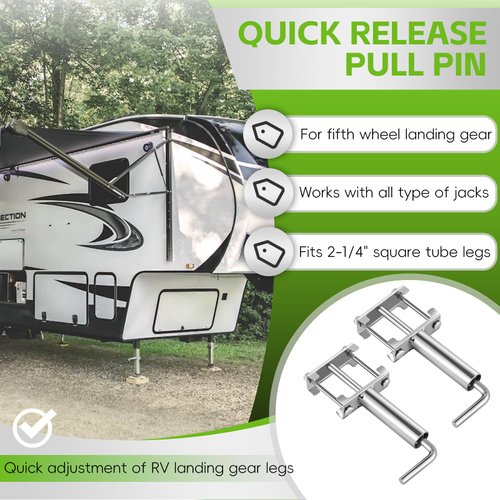 308287 RV Fifth Wheel Landing Gear Quick Release Pull Pin, 2 PCS Fifth Wheel Quick Release Pins for RV Camper Motorhome Trailer Landing Gear Jacks, Standard 3/8” Pin, Replace# LC308287