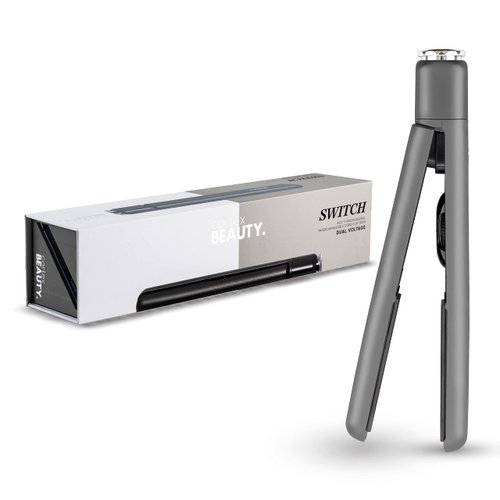Cortex Beauty Switch Flat Iron, 100% Ceramic Plates, Detachable Cord, Hair Straightener, Professional Hair Straightener, Dual Voltage, 1.25 inch (Gray)