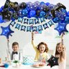 184pcs Video Game Birthday Party Decorations for Boys, Gamer Birthday Party Favors with Happy Birthday Banner, Curtains Backdrop, Tablecloth, Balloons, Foil Gaming Balloons, Stickers(Blue）