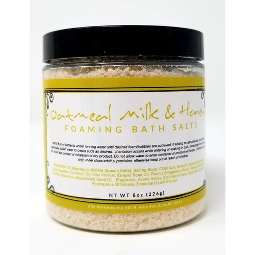 Oatmeal Milk and Honey Foaming Bath Salt with Pure Goat's Milk - Hydrating and Relaxing Bubbles with Coconut, Grape and Sweet Almond Oil - Handmade in The USA
