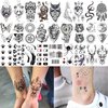 COKTAK 66 Sheets Small Black Animals Temporary Tattoos For Women Men Kids Finger Arm, Tiny Space Moon Halloween Tattoo Stickers Adults Teens Girls Boys Hands, Fake Tattoos That Look Real And Last Long