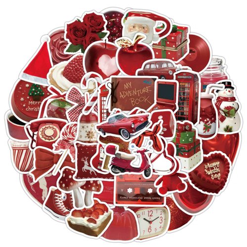 50Pcs Christmas Stickers Aesthetic Stickers Vintage Cartoon Decals Stickers for Water Bottle Funny Waterproof Stickers for Teens Adults Vinyl Stickers for Laptop Skateboard Party Supplies