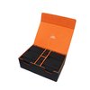 AEGIS GUARDIAN Commander Deck Box Hold 600+ Sleeved Cards, Card Deck Box with 2 Dice Tray Fit for TCG MTG CCG, Holds up to 4 Card Storage Boxes, PU Leather Strong Magnet, Black and Orange