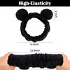 Ondder 2 Pcs Bear Ears Skincare Headbands Cure Makeup Headband Black Spa Headband for Washing Face White Face Wash Headband Facial Headband Head Band Hair Band for Makeup Cosmetic Spa Party