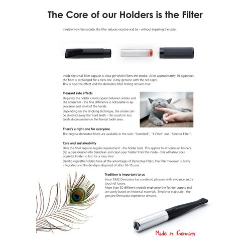 Denicotea Lady Ejector Series Cigarette Holder with Filter Slot - Red - Add Style & Sophistication - Avoid Stained Fingers & Lips - German Engineering - (Filters Not Included) - 20204