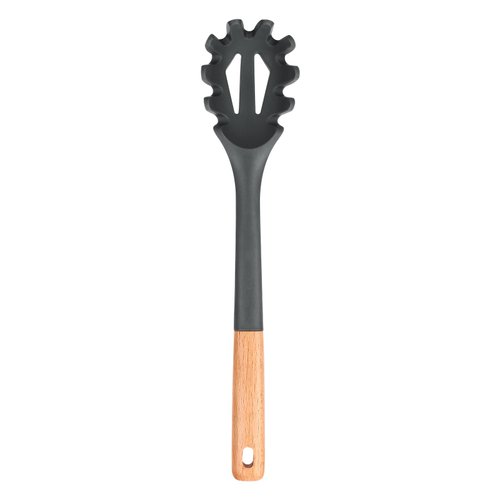 Silicone Pasta Fork, Kitchen Heat Resistant Noodle Spoon Server, BPA Free Spaghetti Strainer,12.8 inch, Grey