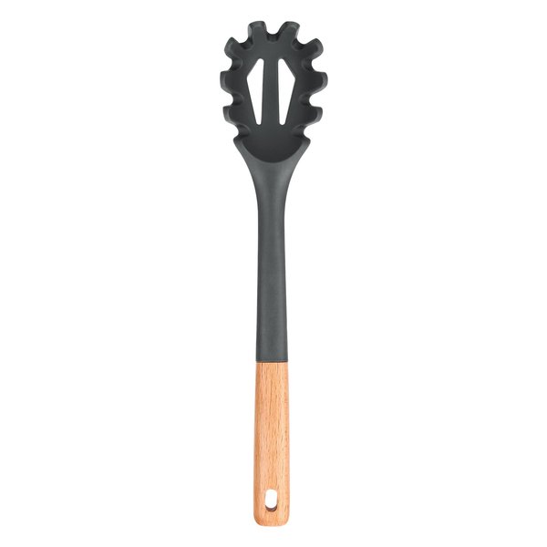 Silicone Pasta Fork, Kitchen Heat Resistant Noodle Spoon Server, BPA Free Spaghetti Strainer,12.8 inch, Grey