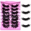 LoveOurHome 7 Pairs Fake Eyelashes Fluffy False Eyelashes Faux Mink Wispy Lashes Natural Look Lash Extension Eye Lashes 18mm 6D Volume Strips False Lashes with Tweezers for Women Teen Girls