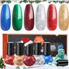 modelones Christmas Nail Polish Set 6 Colors, Red Green Burgundy Gold Silver Blue Glitter Quick Dry Mini Nail Lacquer Kit with Xmas Stickers, Sparkle Winter Nail Art Manicure Gift for Girls Women