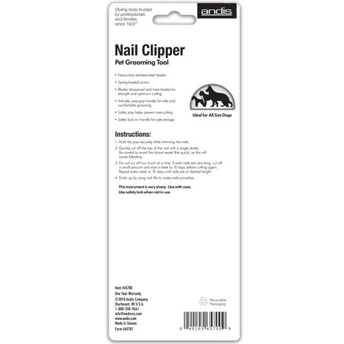 Andis 65700 Animal Nail Cutter for Small Breeds - Stainless Steel Blades with Sharp Efficiency - Designed for Repeated Use & Recommended by Pet Trainers – Medium Size & White/Green