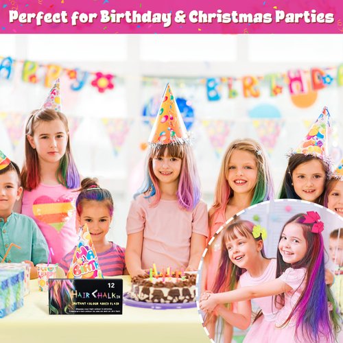Temporary Hair Chalk Comb Hair Color Dye for Girls Kids, Washable Hair Chalk for Girls Age 4 5 6 7 8 9 10-12 Birthday Christmas Cosplay Hair DIY Party (12 Colors)