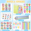 BenLouis 96Pcs Candyland Party Favors Ice Cream Donut Mini Notebook Stampers School Stationery Bulk for Kids Lollipop Sweet Treats Birthday Goodie Bags Pinata Filler Classroom Prizes Supplies