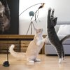 CUTIE PAW PAL Interactive Suction Cup Cat Toy for Indoor Cat, Long Tail Feather Bird, Spring Wire Suctions to Ground, Hands Free Bird Simulation Cat Toy Wand Set that Sticks to Floor, Feathers & Bells