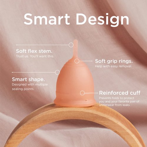 Saalt Soft Menstrual Cup - Best Sensitive Reusable Period Cup - Wear for 12 Hours - Tampon and Pad Alternative (Small (Pack of 1), Desert Blush)