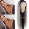 Lezaxiu Gray Lace Front Wig Long Straight Hair Wigs Ombre Grey Wig Heat Resistant Fiber Hair Synthetic Lace Front Wigs for Fashion Women 24 Inch