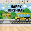 LLMSIX Wheels on The Bus Birthday Decorations School Bus Birthday Party Decorations Yellow School Bus Birthday Party Decoration Backdrop Banner for Boys Girls Birthday Favor Car Bus Train Theme Party