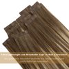 Ve Sunny Tape in Human Hair Extensions Brown Ombre Hair Extensions Tape ins Balayage Medium Brown Ombre Platinum Blonde and Brown Tape in Extensions Human Hair Ombre 50g 20pcs 16inch
