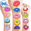 Generic 103 PCS Donut Temporary Tattoos Doughnut Themed Two Sweet 1st Birthday Party Decorations Favors Supplies Donut Grow Up Decor for Kids Boy Girl School Prizes