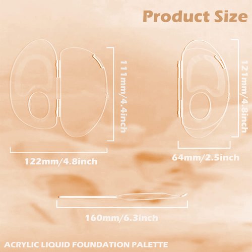 Penugo 180 Degree Folding Acrylic Makeup Mixing Palette, Plastic Foundation Makeup Facial Palette with Felt Bag, Transparent Spatula Tool for Eyeshadow Liquid Foundation