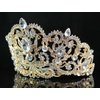 Victorian Clear White Austrian Rhinestone Crystal Tiara Crown With Hair Combs Princess Queen Headband Headpiece Jewelry Beauty Contest Birthday Bridal Prom Pageant T1505 (Yellow Gold)