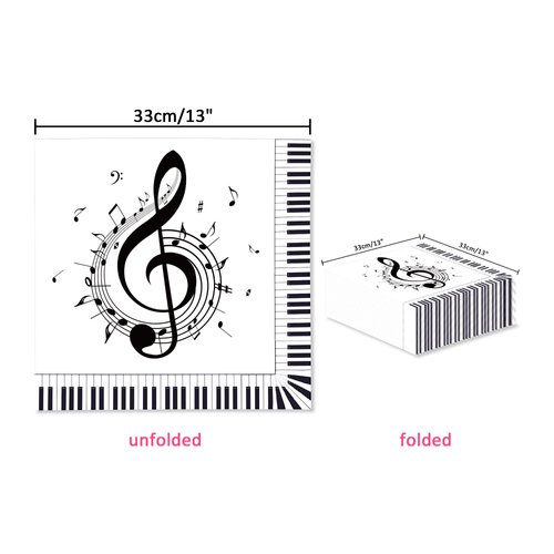 40PCS Music Note Paper Napkins Emotional Music Themed Luncheon Cocktail Dinner Paper Napkin Set Disposable for Party Supplies Tableware Decoration