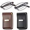 Success Eyewear Reading Glasses Set of 2 Fashion Folding Readers with Leather Cases Brown and Gunmetal Glasses for Reading for Men and Women +3.5