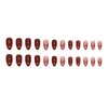 24Pcs Red Press on Nails Short Almond Fake Nails Sequins Glitter Full Cover Tip Stick on Nails with Glue Red Flower Bling Glossy Designs Artificial Acrylic False Nails for Women Manicure Decorations