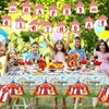172 Pcs Carnival Party Decorations Set Circus Carnival Party Supplies Circus Tableware Happy Birthday Banners Plates Cups Napkins Tablecloth for Kids Birthday Carnival Party Decorations Supplies