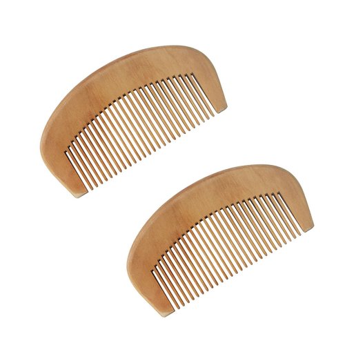 2PCS Wide Tooth Wooden Detangling Comb, Anti-Static Pocket Comb Hand Made Wooden Comb Natural Wood Comb Buffalo Horn Wide Tooth for Curly Hair Men Women Family