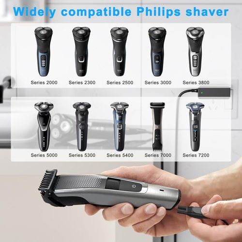 for Philips HQ8505 Charger Power Cord, Replacement Philips Norelco Shaver 2000 3000 7000 5000 9000 2300 Series MG7790 MG5700 MG7750 Electric Razor Trimmer Power Supply Charging Cord