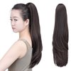 SYXLCYGG Dark Brown Clip in Ponytail Yaki Straight Claw Clip Ponytails 22" 5.5 OZ Synthetic Fake Hair pieces For Women Like Real Hair Fluffy¬ Tangled