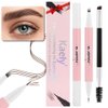 evpct 1Pcs Brown Magic Microblading Dual-Ended Eyebrow Contouring Pen Brow Pencil, with 4 Brush Micro-Fork-Tips Applicator and Precise Brush-Tip, Hair Like Strokes, with Dual-ended Eyebrow Brush