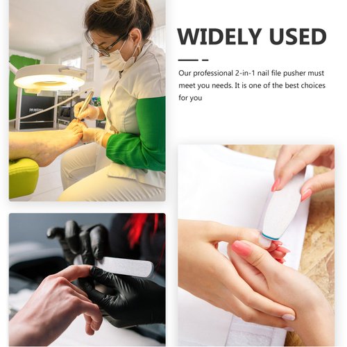 KALLORY Nail File Cuticle Trimmer Remover Manicure Tools Steel Dead Skin Pusher Cuticle Fork Fingernails Files Nail Art Supplies