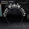 Fashey Halo Crown Headband Rhinestone Star Crown Headbands Goddess Halo Crown Costume Boho Bridal Wedding Headpiece Hair Accessories for Women and Girls (Silver)