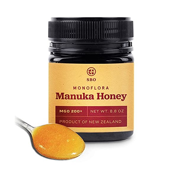 Sun Bay Organics Monoflora Manuka Honey MGO 200+ - 8.8 oz Jar of Raw Unfiltered Authentic Premium New Zealand Manuka Honey