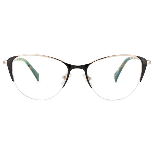 Zeelool Vintage Metal Oversized Cat Eye Blue Light Blocking Glasses for Women Erbach GM947526-01 Black