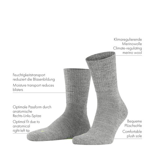 FALKE Unisex Walkie Light Socks, Merino Wool, Grey (Smog 3150), 10.5-11.5, 1 Pair