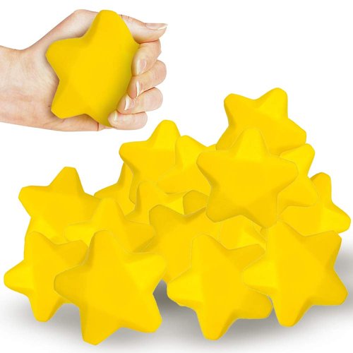 ArtCreativity Stress Stars for Kids and Adults - Pack of 12 - 3 Inch Spongy Squeeze Toys for Anxiety Relief - Mini Stress Balls Fun Birthday Party Favors and Goodie Bag Fillers for Boys and Girls