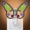 KY&BOSAM Butterfly Night Light Plug into Wall, Real Flower and Glass with Metal Trim Nightlights for Hallway, Nursery Bedroom Bathroom Kids Room, Kitchen, Stairway, Accent Elegant Home Decoration