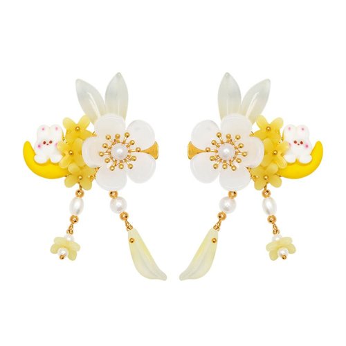 Vintage Flower Hair Clips, A Pair of Sweet-scented Osmanthus Decorative Hair Clips Tassel Pearl Barrettes, Wedding Hair Pins Hair Accessories for Women Girls Bride Bridesmaid
