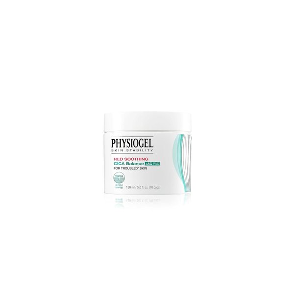 Physiogel Red Soothing Cica Balance Calming Toner Pad for Men & Women, Gentle Exfoliating & Skin Soothing, Cica, BHA Salicylic Acid, Niacinamide, For Sensitive & Acne Prone Skin - 70pcs