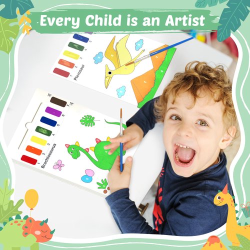FEREDO KIDS Water Coloring Books for Toddlers - Painting and Drawing Art Paper for Kids Mess Free Craft Supplies Toy for Kids 3 4 5 6 Halloween Thanksgiving Christmas Birthday Gift (Dinosaurs)