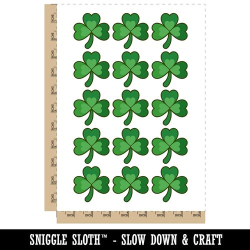 Three Leaf Clover Shamrock Temporary Tattoo Water Resistant Fake Body Art Set Collection - 15 2" Tattoos (1 Sheet)
