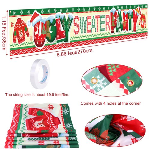 HOWAF Ugly Sweater Christmas Party Decoration Set, Ugly Sweater Party Yard Sign Banner Ugly Sweater Latex Balloons for Winter Christmas Xmas Holiday Yard Outdoor Ouside Decoration