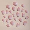 ANDGING Press on Nails Short Square Nude Ombre White Fake Nails with Glossy Design Glue on Nails for Women Acrylic False Nails Coffin Stick on Nails Manicure Press on Nail for Wedding 24Pcs D65