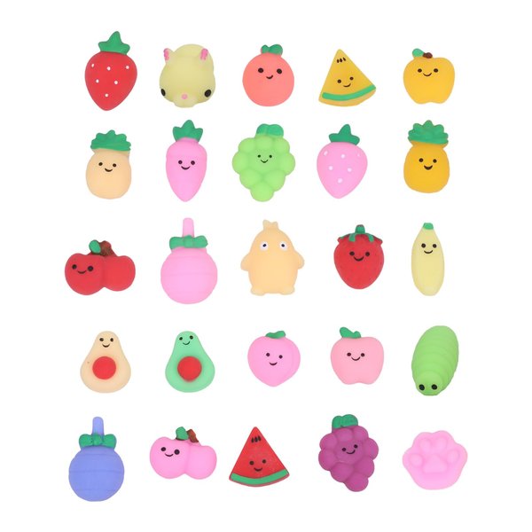 MITAINNL Fruit Mochi Squishy Soft Toys Mini Kawaii Squishys Party Favors for Kids Stress Reliever Anxiety Toys Birthday Gifts 25Pcs