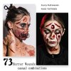 Coridy 8PCS Fake Scars Tattoo Temporary Halloween Makeup Kit for Adult Women Men Zombie Sticker Scary Prank Fake Stitches Horror Evil Smile for Women Cosplay Party