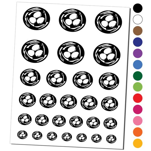 Nest of Bird Eggs Sketch Temporary Tattoo Water Resistant Fake Body Art Set Collection - Black (One Sheet)