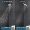 SparkPod Shower Head - High Pressure Rain - Premium Quality Luxury Design - 1-Min Install - Easy Clean Adjustable Replacement for Your Bathroom Shower Heads (Midnight Black Matte, 6 Inch Round)