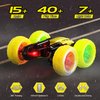 28°C Remote Control Car RC Car Toys for Boys 8-12, Rotating Stunt Cars with Headlight Wheel Light, Double-Sided Driving 360°Flips Rotating Car Toy for Boys Girls Birthday (Yellow)